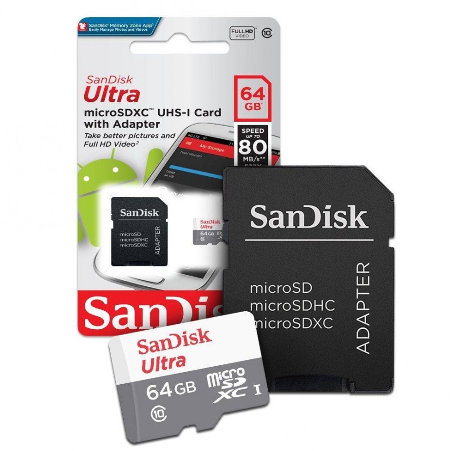 Cart o de mem 64gb sandisk memoria ultra micro sdhc 64 gb
